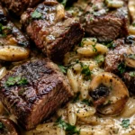 Creamy Mushroom Orzo & Steak