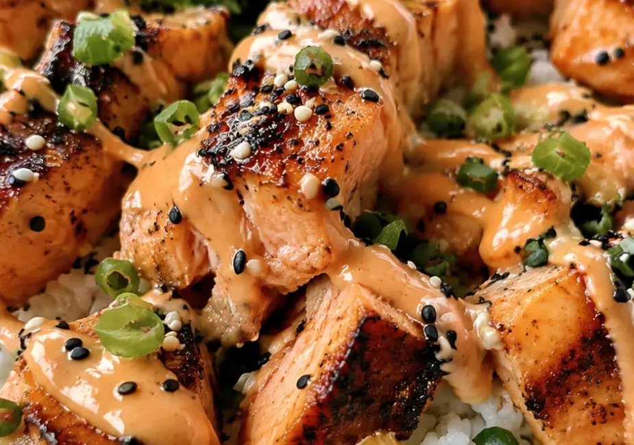 Easy Bang Bang Salmon Rice Bowls