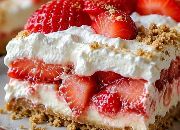 Easy No Bake Strawberry Lasagna