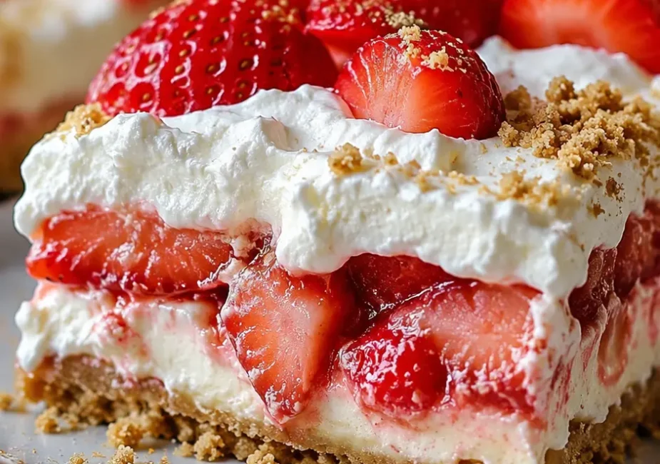 Easy No Bake Strawberry Lasagna