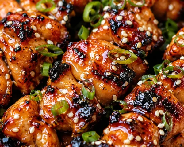 Sticky Honey Garlic Chicken Skewers