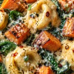 Creamy Sweet Potato & Spinach Tortellini Skillet