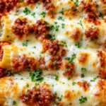 Cheesy Stuffed Manicotti with Rich Meat Sauce