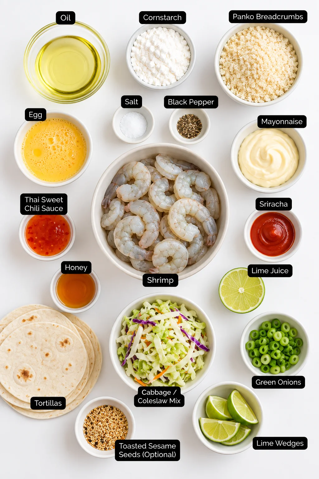 Crispy Bang Bang Shrimp Tacos Ingredients