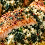 Baked Stuffed Salmon with Spinach & Feta