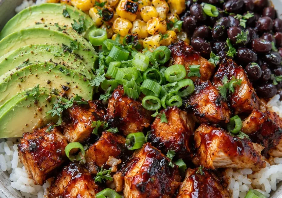 Easy BBQ Chicken Rice Bowls