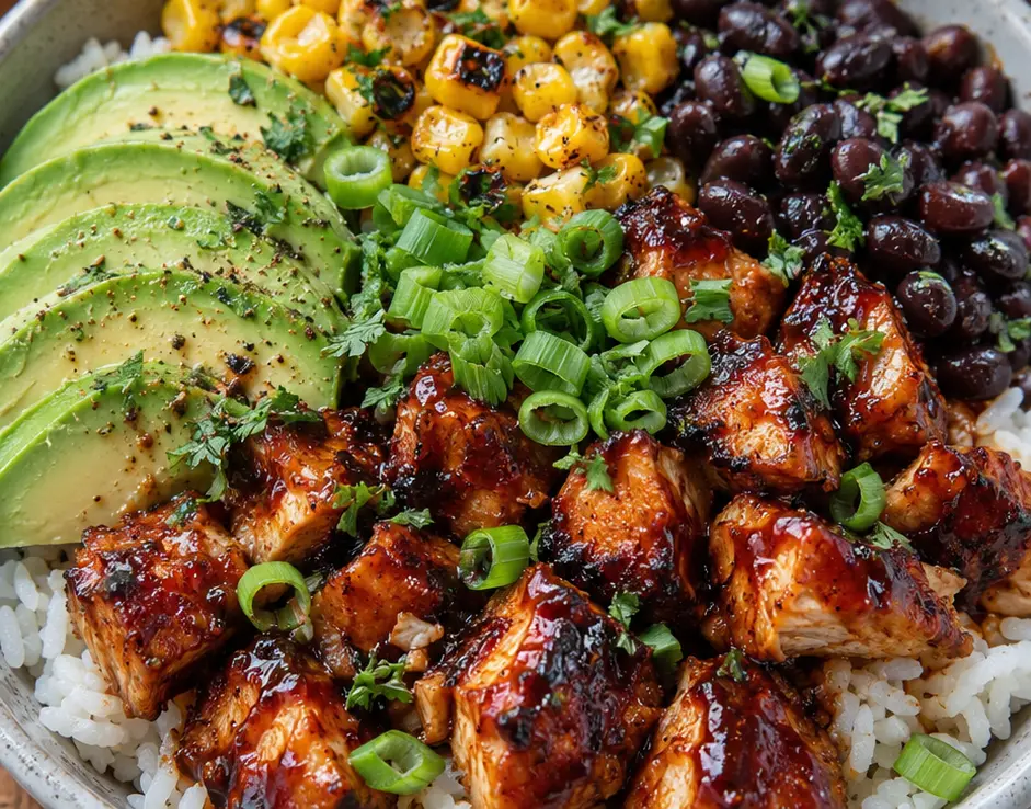 Easy BBQ Chicken Rice Bowls