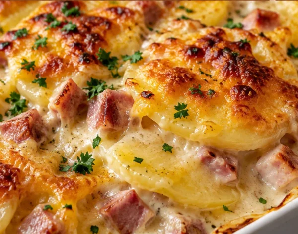Easy Cheesy Scalloped Potatoes & Ham
