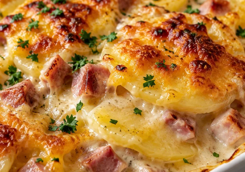 Easy Cheesy Scalloped Potatoes & Ham