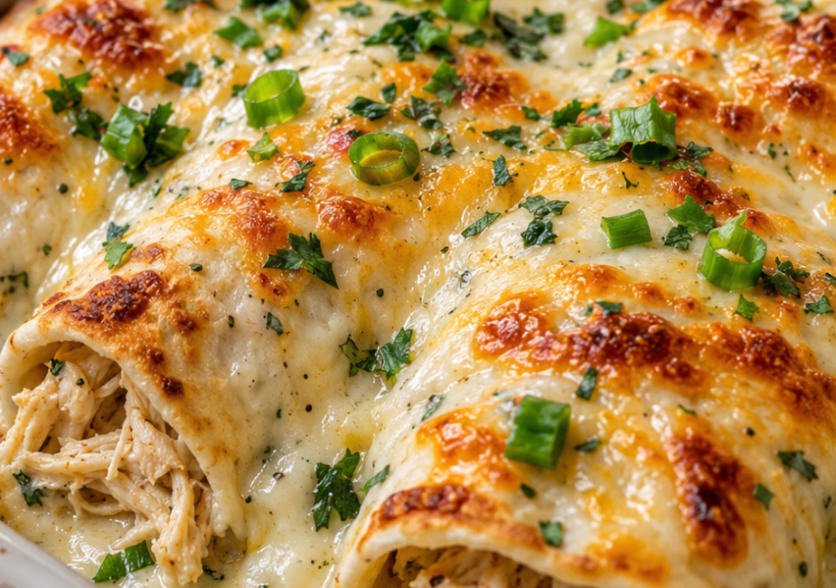 EASY CREAMY RANCH CHICKEN ENCHILADAS