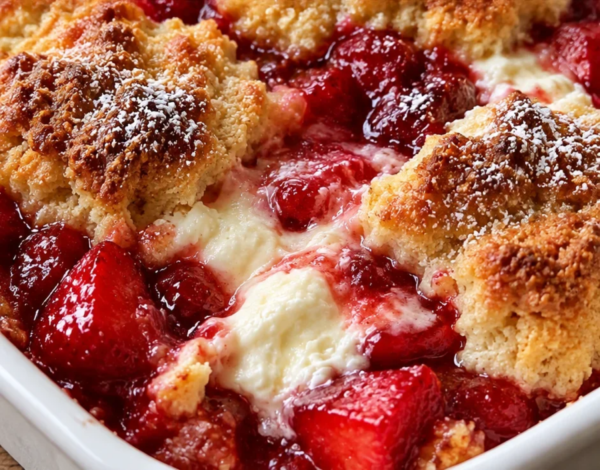 Keto Strawberry Cream Cheese Cobbler