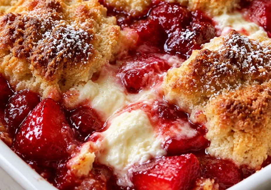 Keto Strawberry Cream Cheese Cobbler