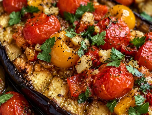 Easy Mediterranean Roasted Eggplant