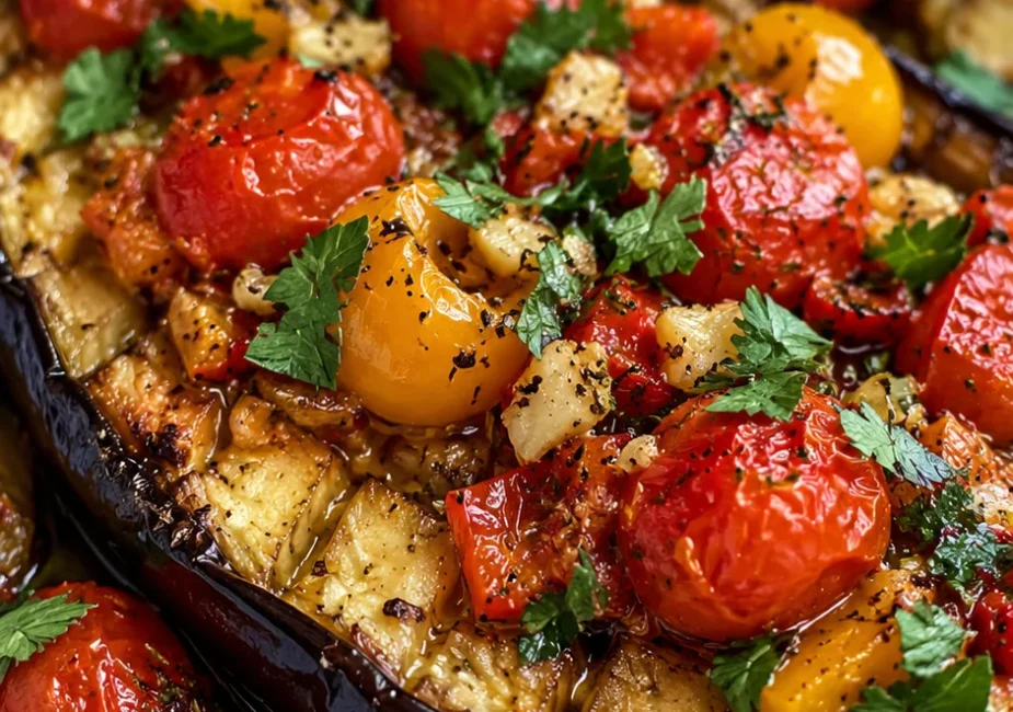 Easy Mediterranean Roasted Eggplant