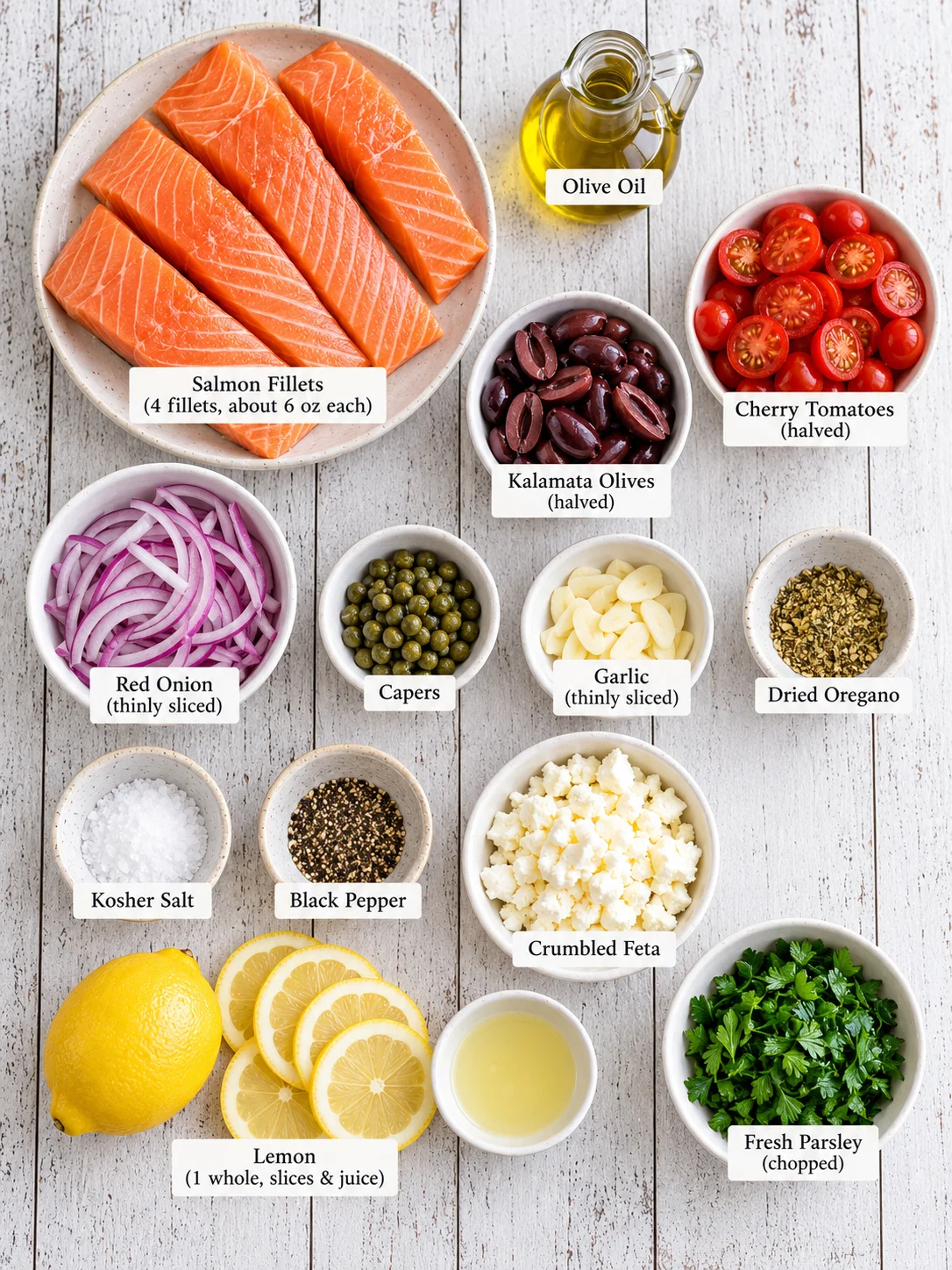 Easy 20-Minute Mediterranean Baked Salmon Ingredients
