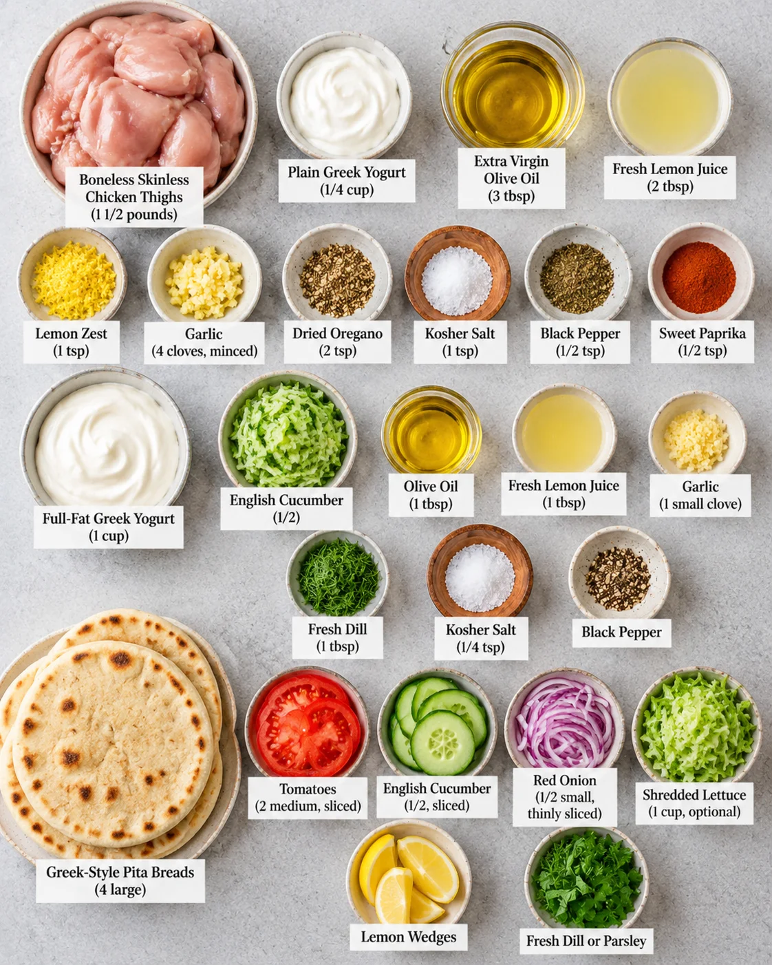 Easy Authentic Greek Chicken Gyros Ingredients