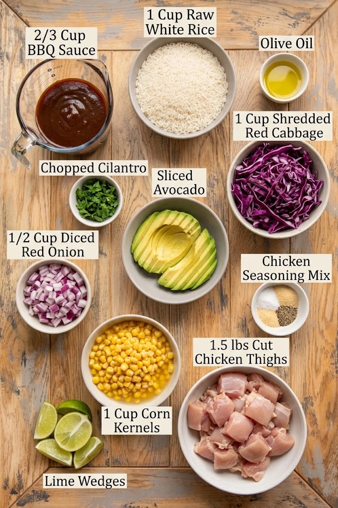 Easy BBQ Chicken Rice Bowls Ingredients