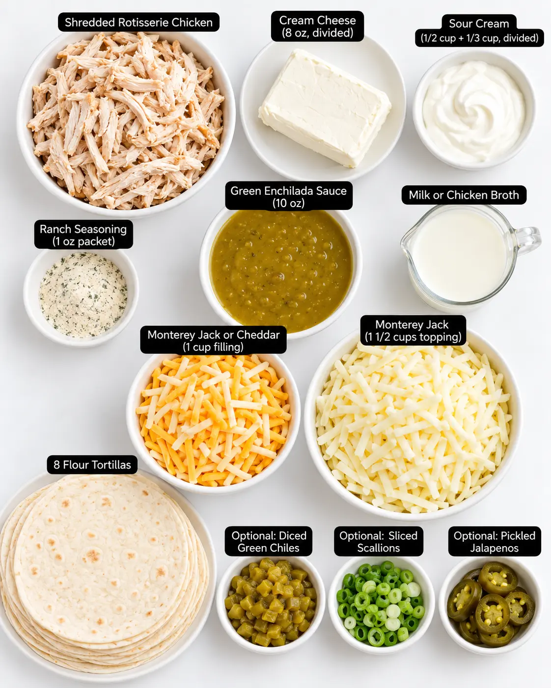 Easy Creamy Ranch Chicken Enchiladas Ingredients