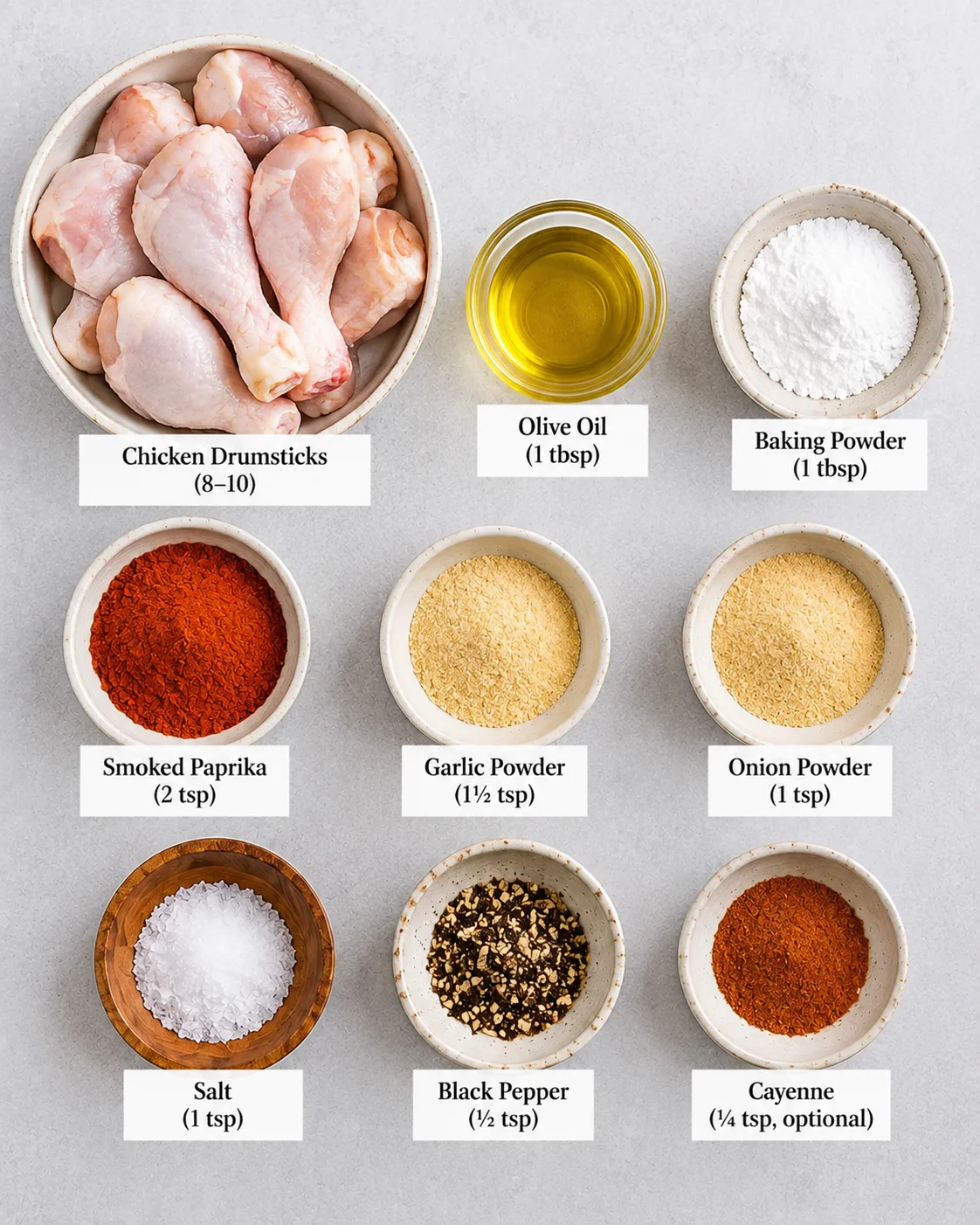 Extra Crispy Oven-Baked Chicken Drumsticks Ingredients