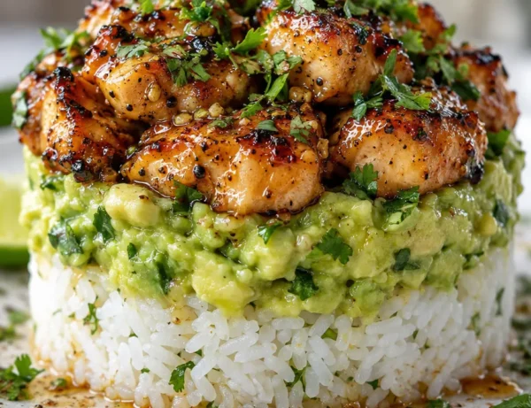 Fresh Honey Lime Chicken & Avocado Rice Stack