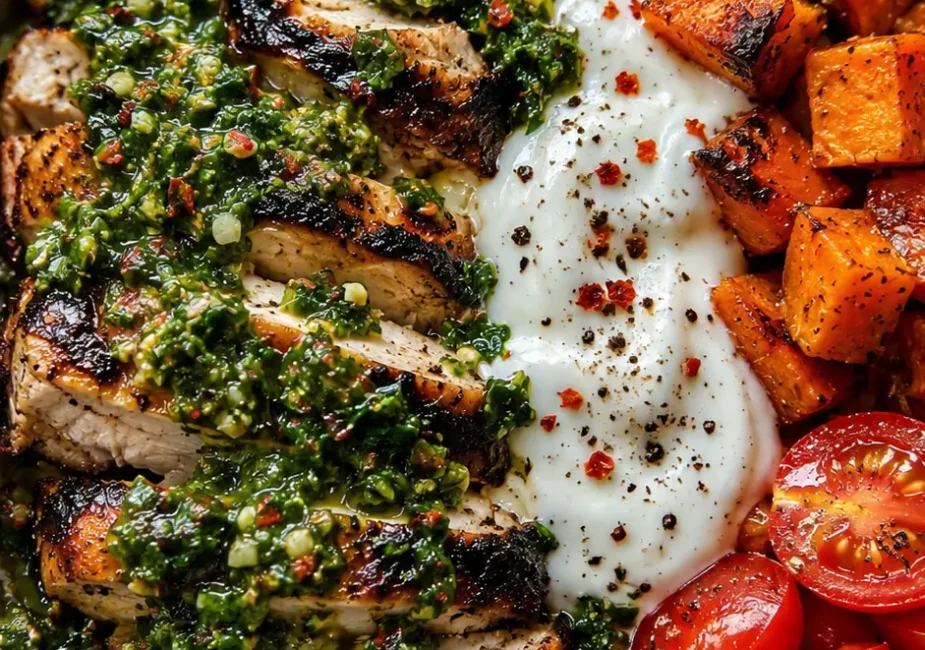 Healthy Chimichurri Grilled Chicken Bowl