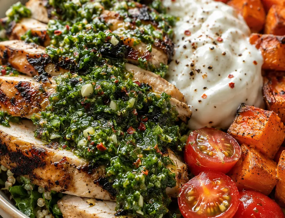 Healthy Chimichurri Grilled Chicken Bowl