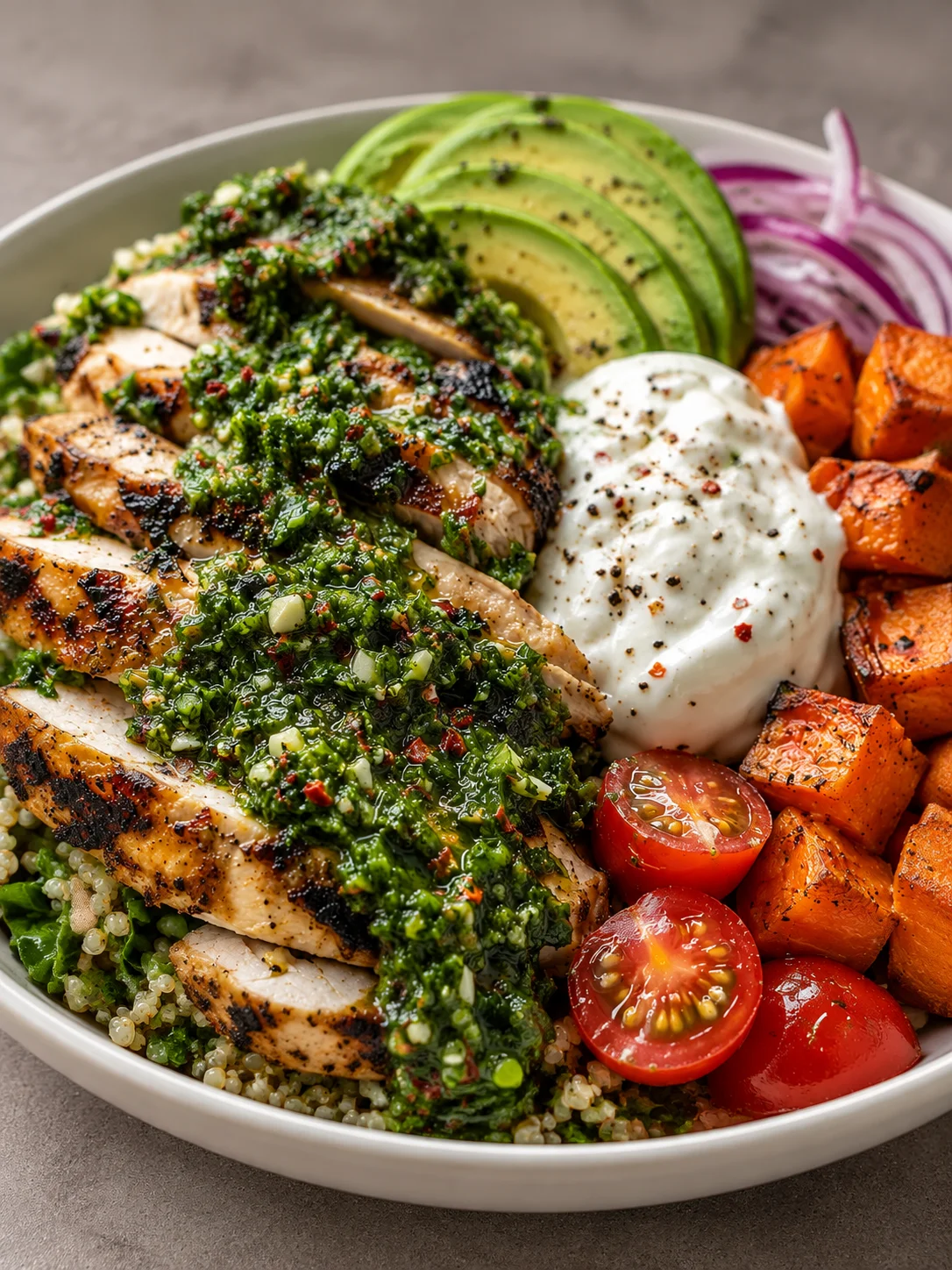 Healthy Chimichurri Grilled Chicken Bowl