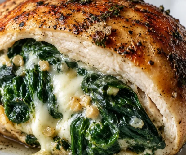 Juicy Garlic Spinach Stuffed Chicken Breast