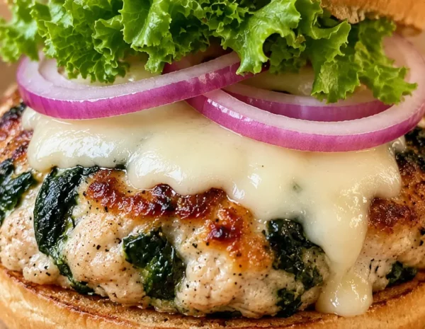 Juicy White Cheddar & Spinach Chicken Burgers