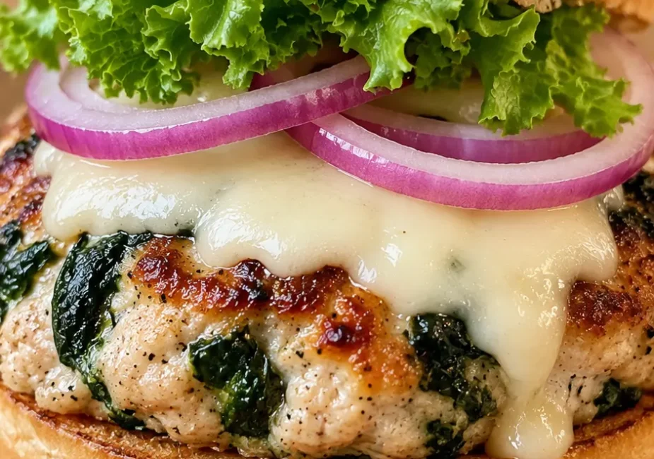 Juicy White Cheddar & Spinach Chicken Burgers
