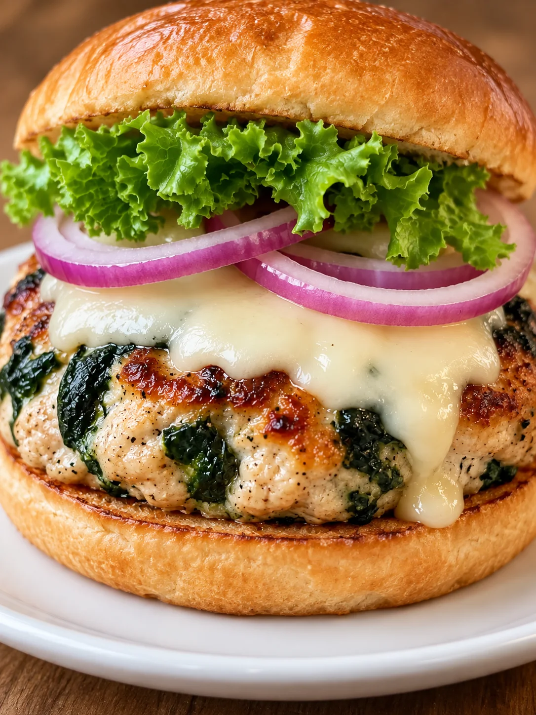 Juicy White Cheddar & Spinach Chicken Burgers Ingredients