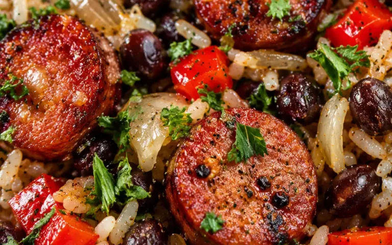 One-Pot Smoked Sausage, Black Beans & Rice