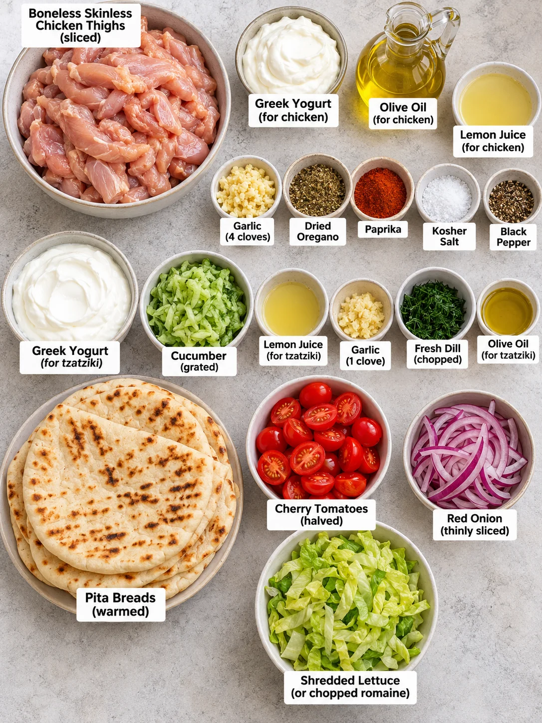 Quick 30-Minute Greek Chicken Gyros Ingredients