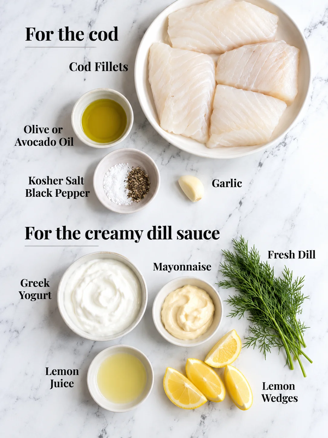 Quick Grilled Cod with Creamy Dill Sauce Ingredients