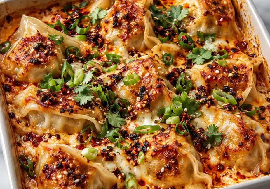 Spicy Dumpling Lasagna Bake