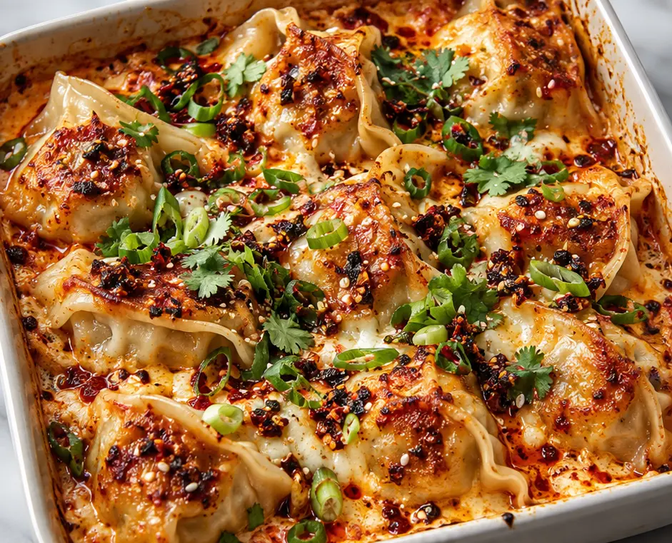 Spicy Dumpling Lasagna Bake