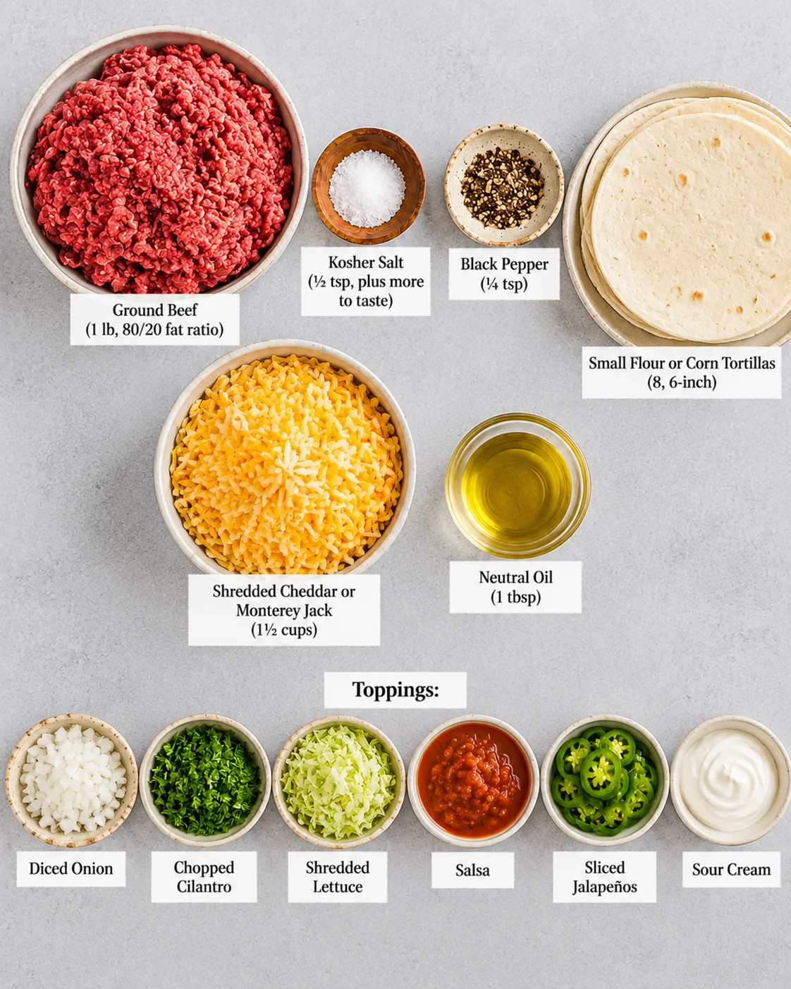 Smash Burger Tacos Ingredients