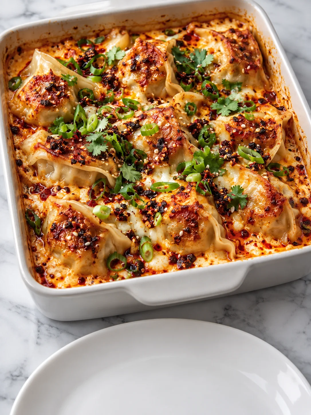 Spicy Dumpling Lasagna Bake